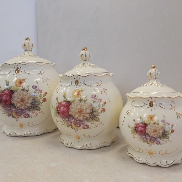 Ceramic Canister Set 3 Piece - Picture 2 of 2
